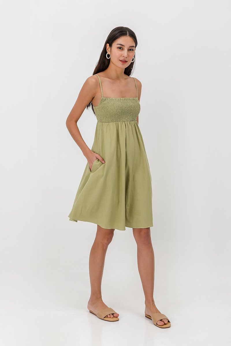 CAROLYN SMOCKED MINI DRESS