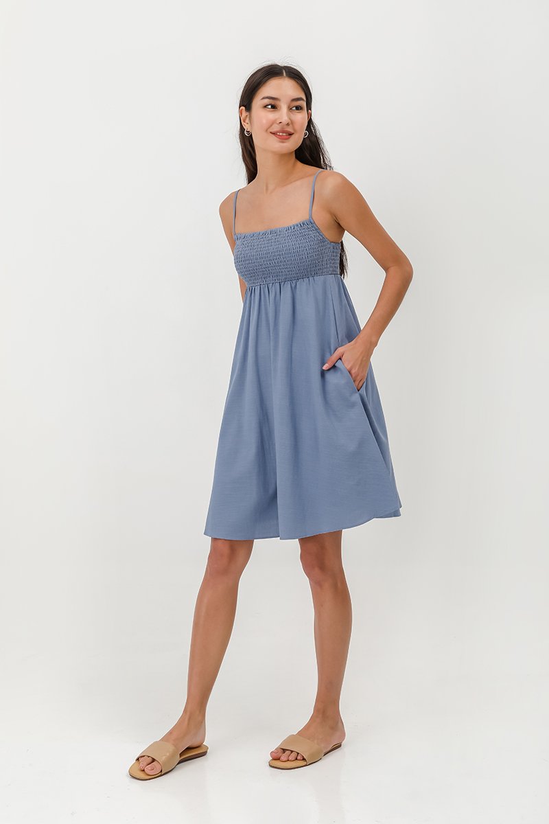 CAROLYN SMOCKED MINI DRESS