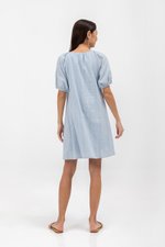 MYA RIBBON TIE COTTON MINI DRESS W SASH