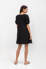 MYA RIBBON TIE COTTON MINI DRESS W SASH