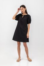 MYA RIBBON TIE COTTON MINI DRESS W SASH