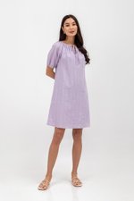 MYA RIBBON TIE COTTON MINI DRESS W SASH