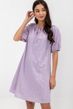 MYA RIBBON TIE COTTON MINI DRESS W SASH