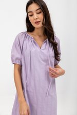 MYA RIBBON TIE COTTON MINI DRESS W SASH