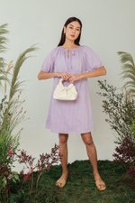 MYA RIBBON TIE COTTON MINI DRESS W SASH