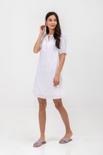 MYA RIBBON TIE COTTON MINI DRESS W SASH