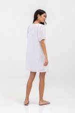 MYA RIBBON TIE COTTON MINI DRESS W SASH