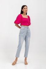 INARA MUSLIN SMOCKED PUFF SLEEVE CROP TOP INARA MUSLIN SMOCKED PUFF SLEEVE CROP TOP