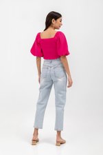 INARA MUSLIN SMOCKED PUFF SLEEVE CROP TOP INARA MUSLIN SMOCKED PUFF SLEEVE CROP TOP