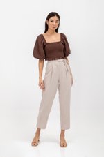 INARA MUSLIN SMOCKED PUFF SLEEVE CROP TOP INARA MUSLIN SMOCKED PUFF SLEEVE CROP TOP