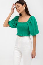 INARA MUSLIN SMOCKED PUFF SLEEVE CROP TOP INARA MUSLIN SMOCKED PUFF SLEEVE CROP TOP