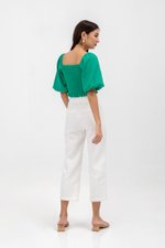 INARA MUSLIN SMOCKED PUFF SLEEVE CROP TOP INARA MUSLIN SMOCKED PUFF SLEEVE CROP TOP
