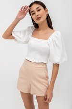 INARA MUSLIN SMOCKED PUFF SLEEVE CROP TOP INARA MUSLIN SMOCKED PUFF SLEEVE CROP TOP