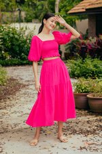 IMANI TIERED MUSLIN MIDI SKIRT
