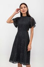 DENZEL FLUTTER SLEEVE LACE MIDI CHEONGSAM