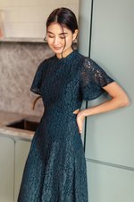 DENZEL FLUTTER SLEEVE LACE MIDI CHEONGSAM