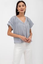 ADAHLIA V NECK BUTTONDOWN MUSLIN TOP