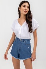 ADAHLIA V NECK BUTTONDOWN MUSLIN TOP