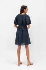 KARLYNE EYELET PUFF SLEEVE MINI WRAP DRESS