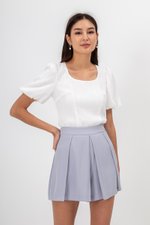 LICIA TEXTURED SCOOP NECK PUFF SLEEVE TOP