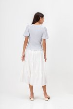 LICIA TEXTURED SCOOP NECK PUFF SLEEVE TOP
