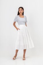 LICIA TEXTURED SCOOP NECK PUFF SLEEVE TOP