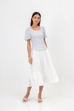 LICIA TEXTURED SCOOP NECK PUFF SLEEVE TOP