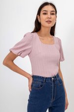 LICIA TEXTURED SCOOP NECK PUFF SLEEVE TOP