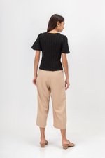LICIA TEXTURED SCOOP NECK PUFF SLEEVE TOP