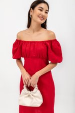 ROSALEE PUFF SLEEVE BABYDOLL LINEN MINI DRESS