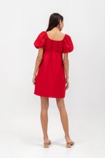 ROSALEE PUFF SLEEVE BABYDOLL LINEN MINI DRESS