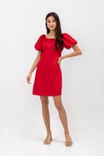 ROSALEE PUFF SLEEVE BABYDOLL LINEN MINI DRESS