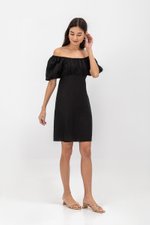 ROSALEE PUFF SLEEVE BABYDOLL LINEN MINI DRESS