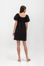ROSALEE PUFF SLEEVE BABYDOLL LINEN MINI DRESS