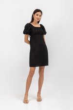 ROSALEE PUFF SLEEVE BABYDOLL LINEN MINI DRESS