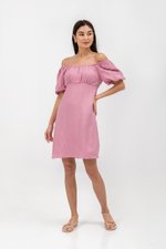 ROSALEE PUFF SLEEVE BABYDOLL LINEN MINI DRESS