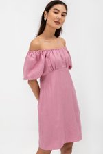 ROSALEE PUFF SLEEVE BABYDOLL LINEN MINI DRESS