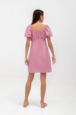 ROSALEE PUFF SLEEVE BABYDOLL LINEN MINI DRESS