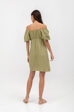ROSALEE PUFF SLEEVE BABYDOLL LINEN MINI DRESS
