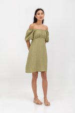 ROSALEE PUFF SLEEVE BABYDOLL LINEN MINI DRESS