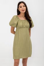 ROSALEE PUFF SLEEVE BABYDOLL LINEN MINI DRESS