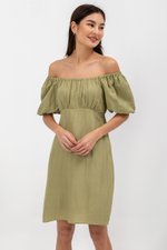 ROSALEE PUFF SLEEVE BABYDOLL LINEN MINI DRESS