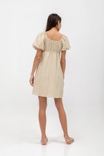 ROSALEE PUFF SLEEVE BABYDOLL LINEN MINI DRESS