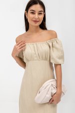 ROSALEE PUFF SLEEVE BABYDOLL LINEN MINI DRESS