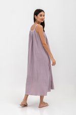 FAWN MUSLIN SCOOP NECK FLARED MAXI DRESS W SASH