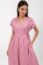 EMRY LINEN WRAP MAXI DRESS