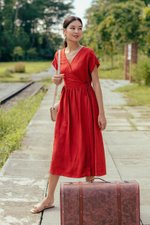 EMRY LINEN WRAP MAXI DRESS