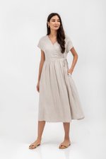 EMRY LINEN WRAP MAXI DRESS