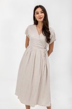 EMRY LINEN WRAP MAXI DRESS