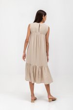 ADEENA BACK PLEAT MIDI DRESS W SASH